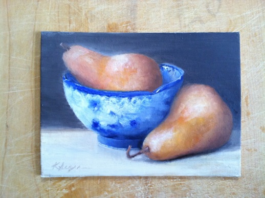 Blue Bowl with Pears