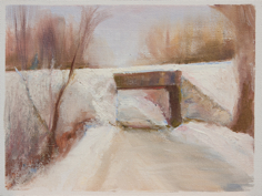 B.I.Woods bridge, snowy 6x8